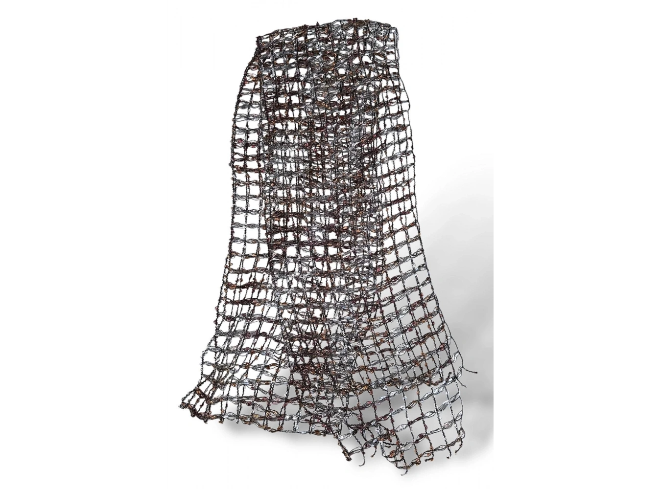 Kahverengi Örgü Detaylı Şal