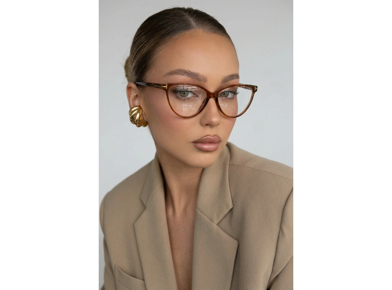 Kahverengi Şeffaf Kadın Gözlük