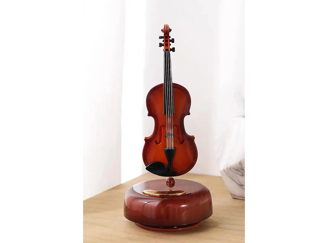 Kahverengi Solo Hareketli Keman Müzik Kutusu