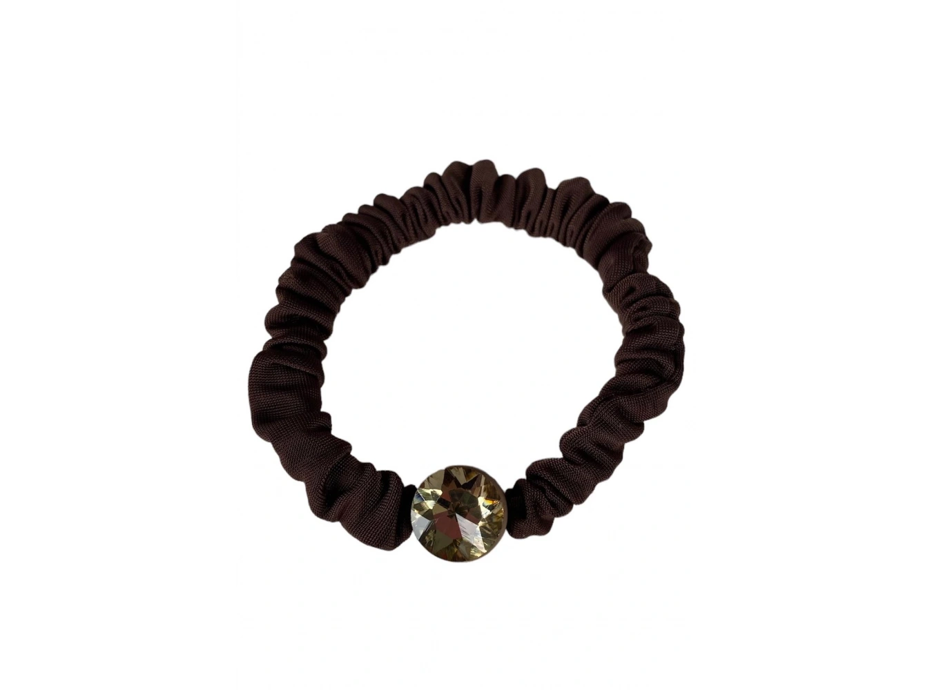 Kahverengi Taş Detaylı Saten Simit Toka