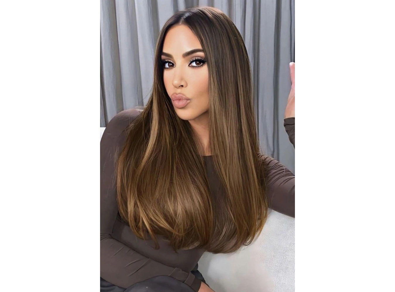 Kahverengi Ve Sarı Ombreli Dalgalı Peruk