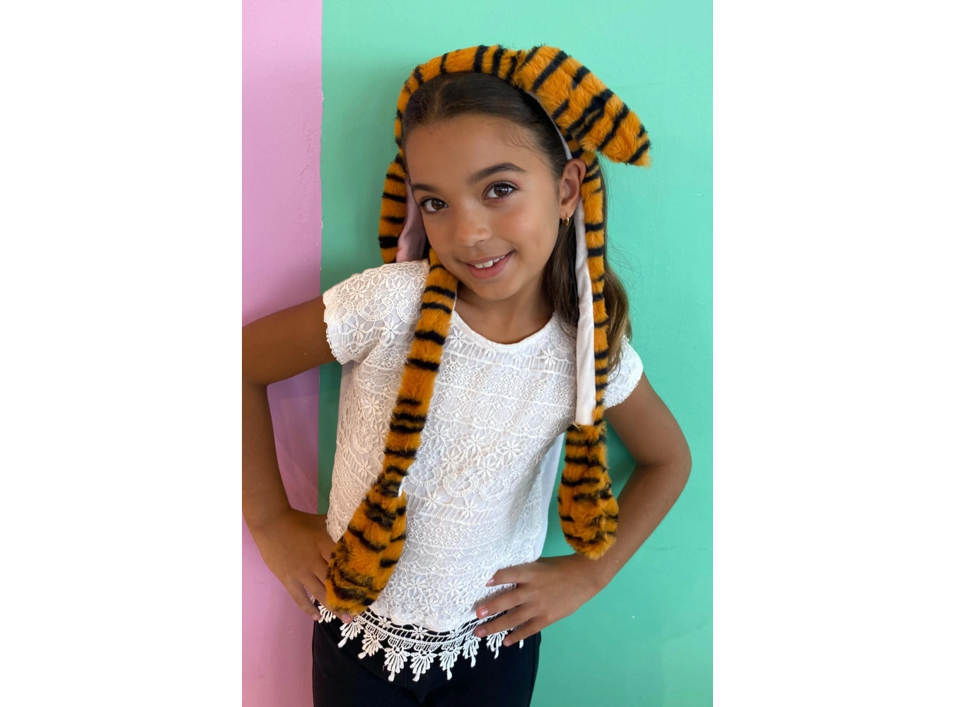 Kahverengi Zebra Desenli Kulakları Oynayan Taç