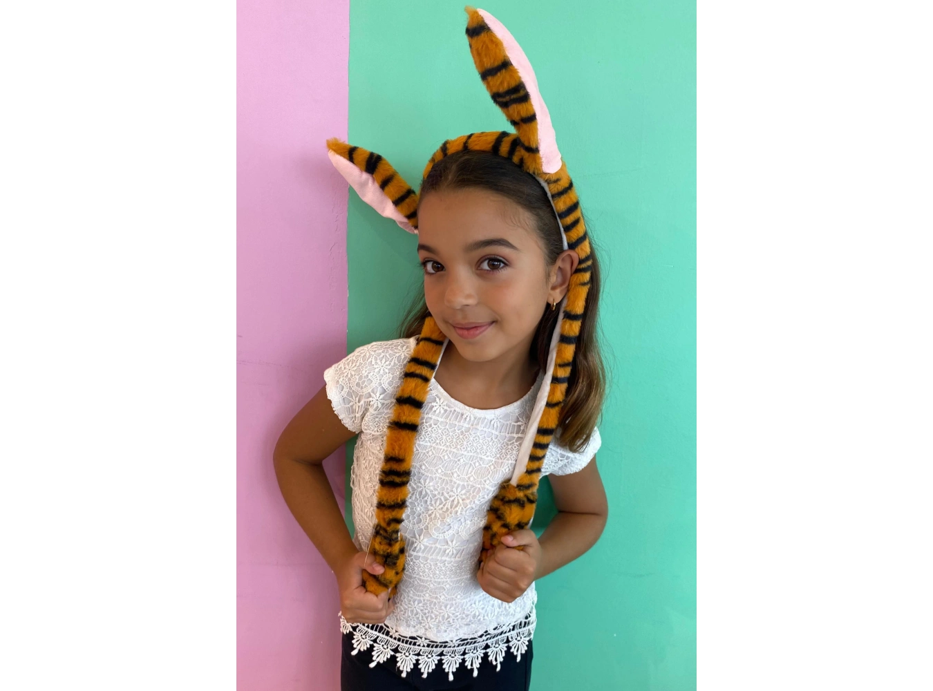 Kahverengi Zebra Desenli Kulakları Oynayan Taç