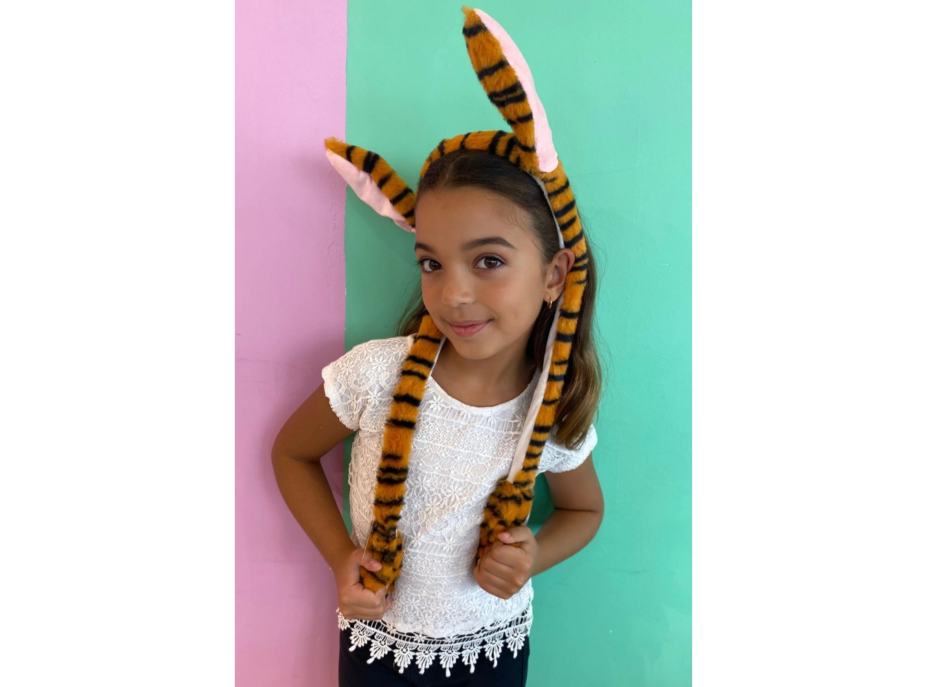 Kahverengi Zebra Desenli Kulakları Oynayan Taç