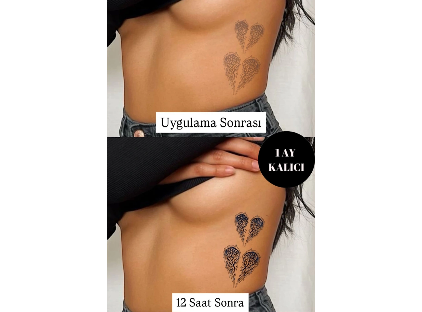 Kanat Figürlü 12 Saat Sonra Kararan Geçici Dövme Tattoo