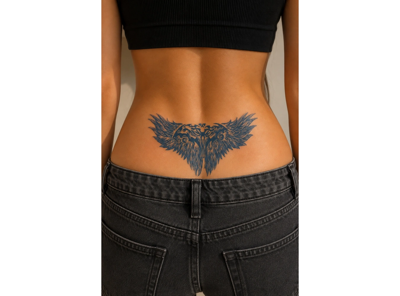 Kanat Figürlü Sonradan Kararan Yarı Kalıcı Geçici Dövme Tattoo