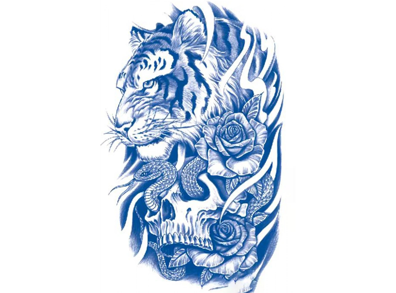 Kaplan Figürlü 12 Saat Sonra Kararan Geçici Dövme Tattoo