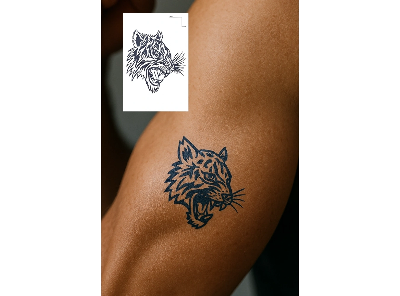 Kaplan Figürlü 12 Saat Sonra Kararan Geçici Dövme Tattoo