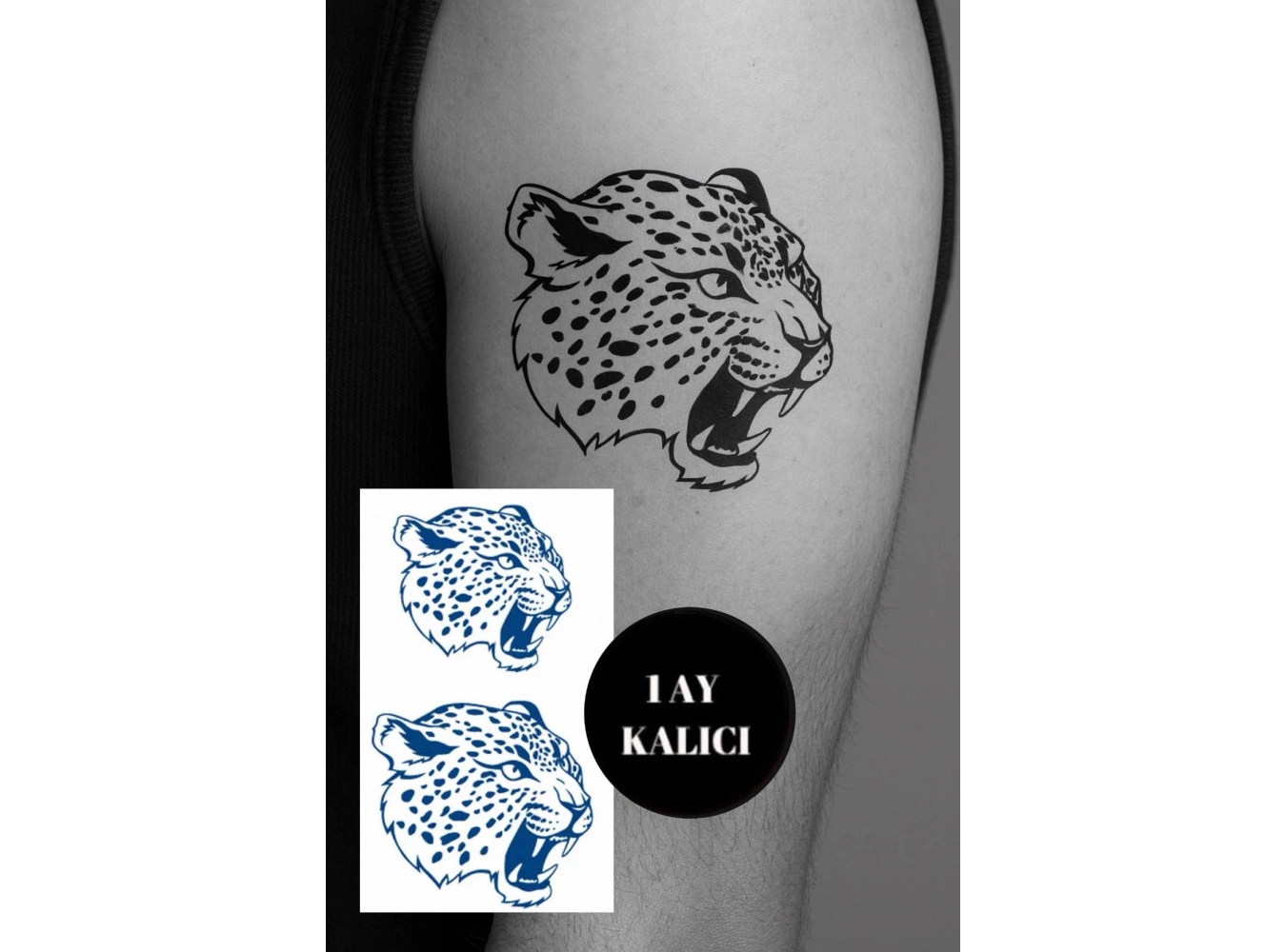 Kaplan Figürlü 12 Saat Sonra Kararan Geçici Mini Dövme Tattoo