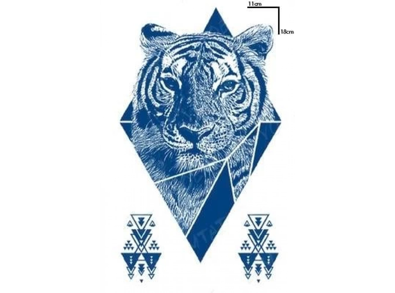 Kaplan Figürlü 12 Saat Sonra Kararan Geçici Orta Dövme Tattoo