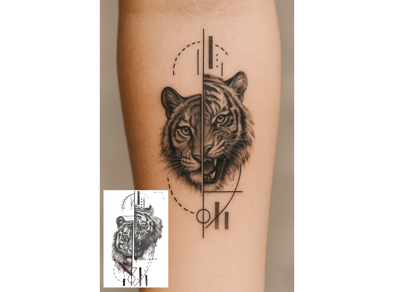 Kaplan Figürlü Mini Dövme Tattoo