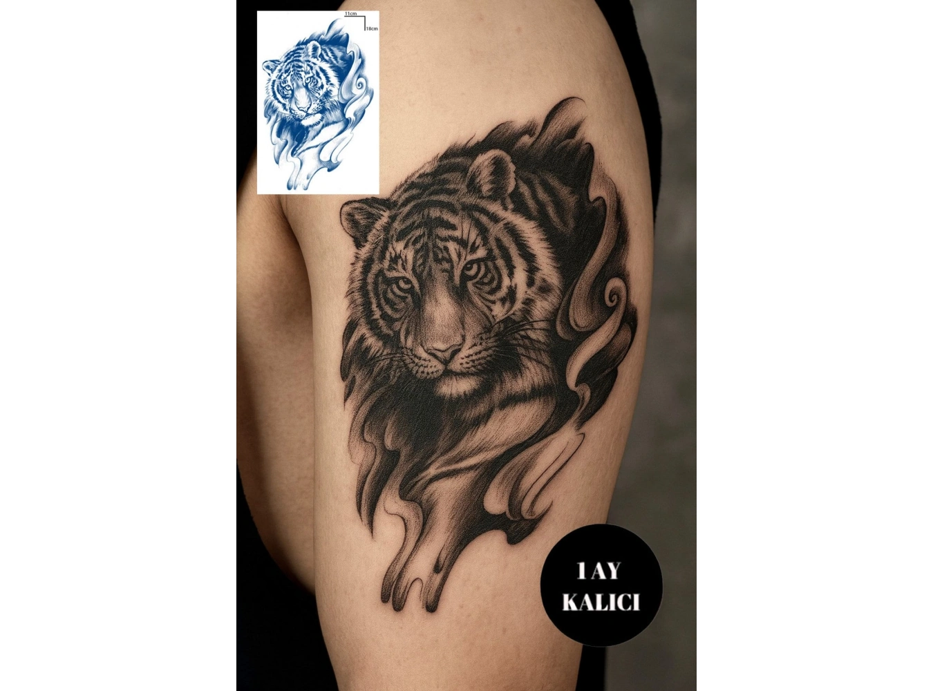 Kaplan Figürlü Sonradan Kararan Yarı Kalıcı Geçici Dövme Tattoo