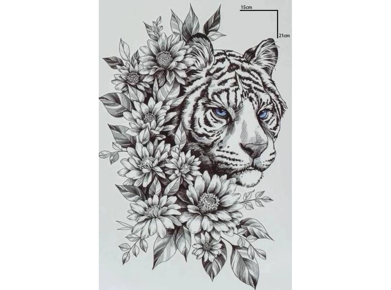 Kaplan Ve Çiçek Figürlü Geçici Dövme Tattoo