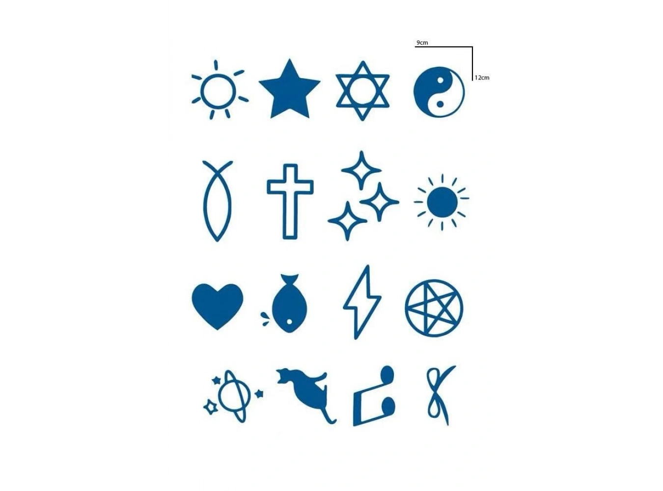 Karışık Figürlü 12 Saat Sonra Kararan Geçici Dövme Tattoo