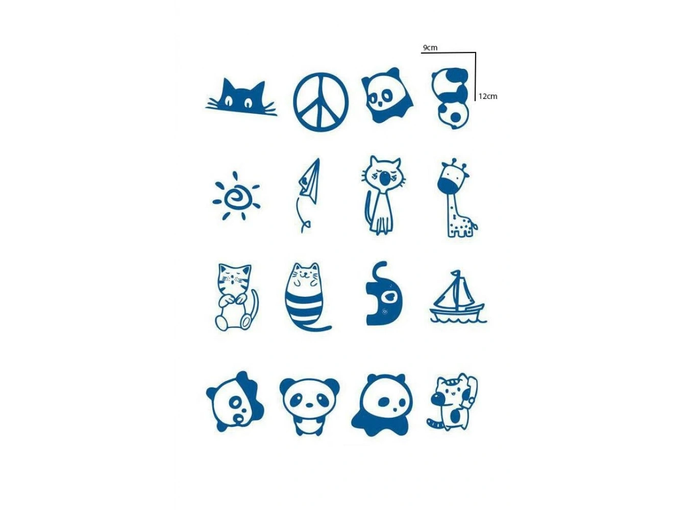 Karışık Figürlü 12 Saat Sonra Kararan Geçici Dövme Tattoo