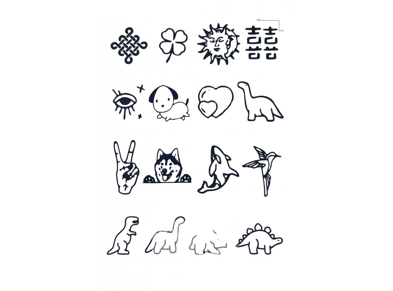 Karışık Figürlü 12 Saat Sonra Kararan Geçici Dövme Tattoo