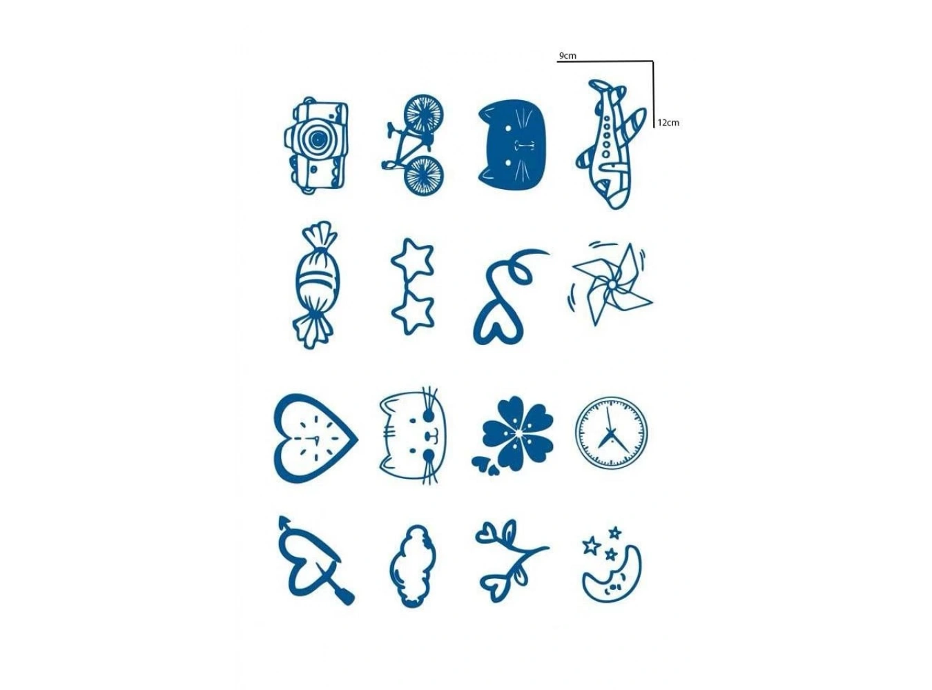 Karışık Figürlü 12 Saat Sonra Kararan Geçici Dövme Tattoo