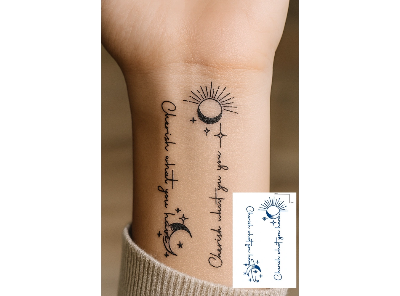 Karışık Figürlü 12 Saat Sonra Kararan Geçici Dövme Tattoo