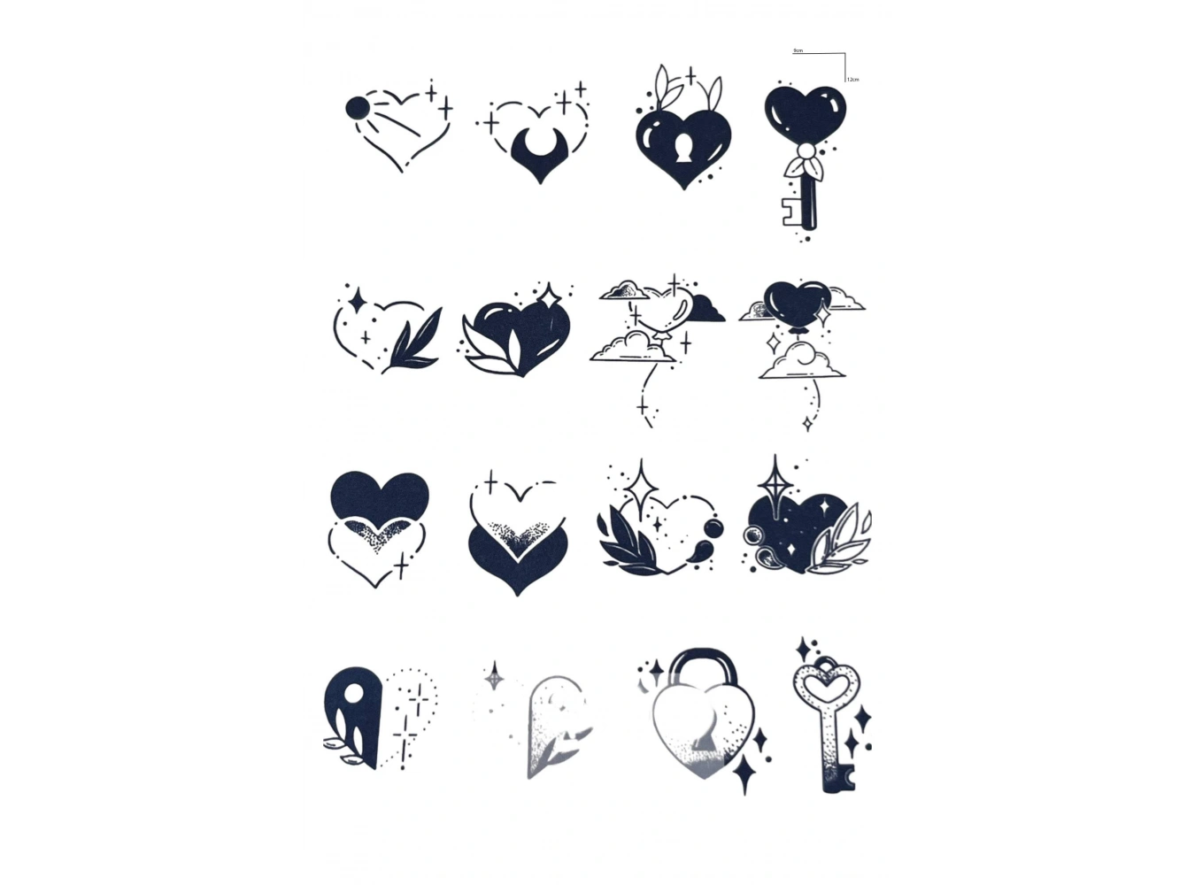 Karışık Figürlü 12 Saat Sonra Kararan Geçici Dövme Tattoo