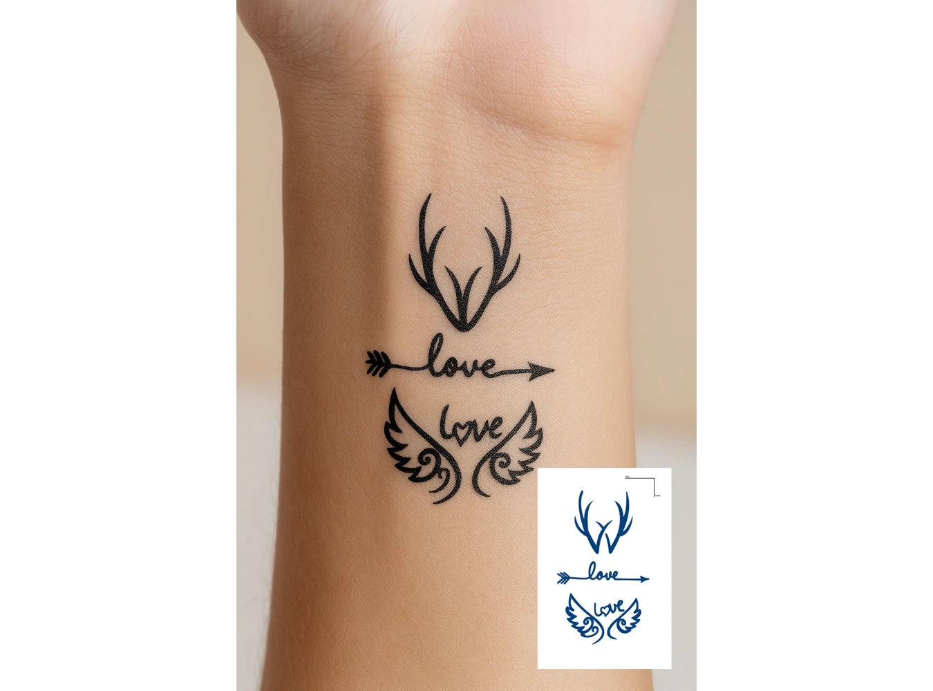 Karışık Figürlü 12 Saat Sonra Kararan Geçici Dövme Tattoo