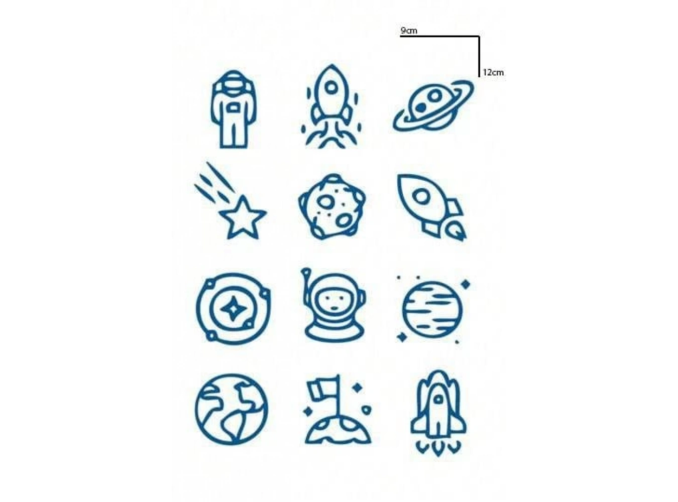 Karışık Figürlü 12 Saat Sonra Kararan Geçici Dövme Tattoo