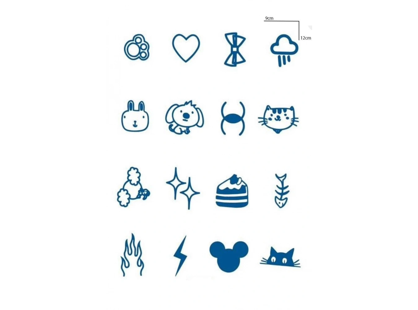 Karışık Figürlü 12 Saat Sonra Kararan Geçici Dövme Tattoo