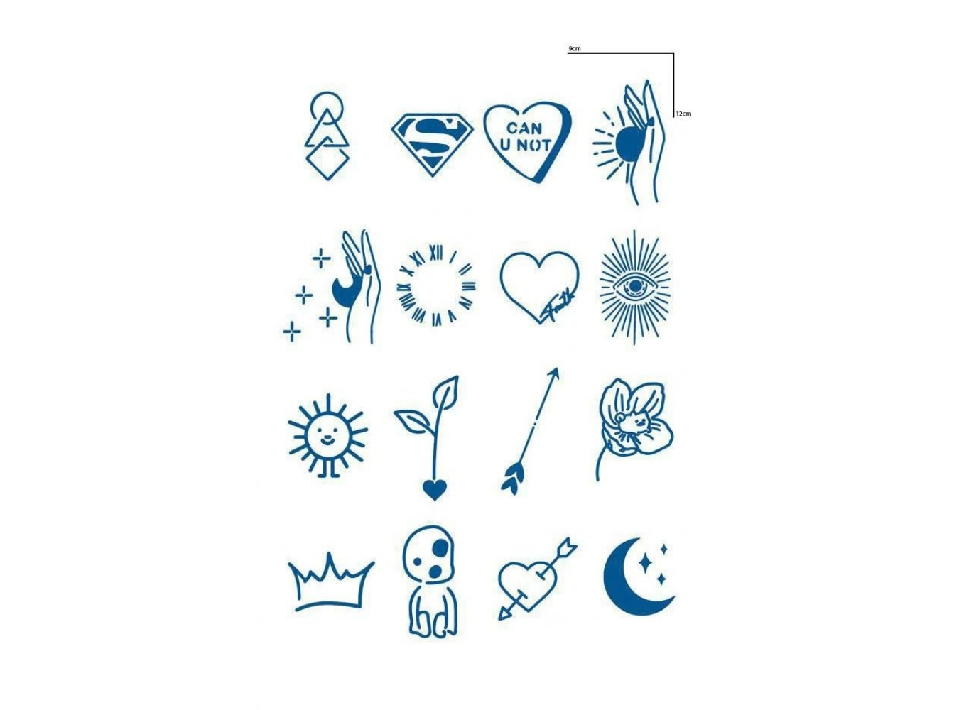 Karışık Figürlü 12 Saat Sonra Kararan Geçici Dövme Tattoo