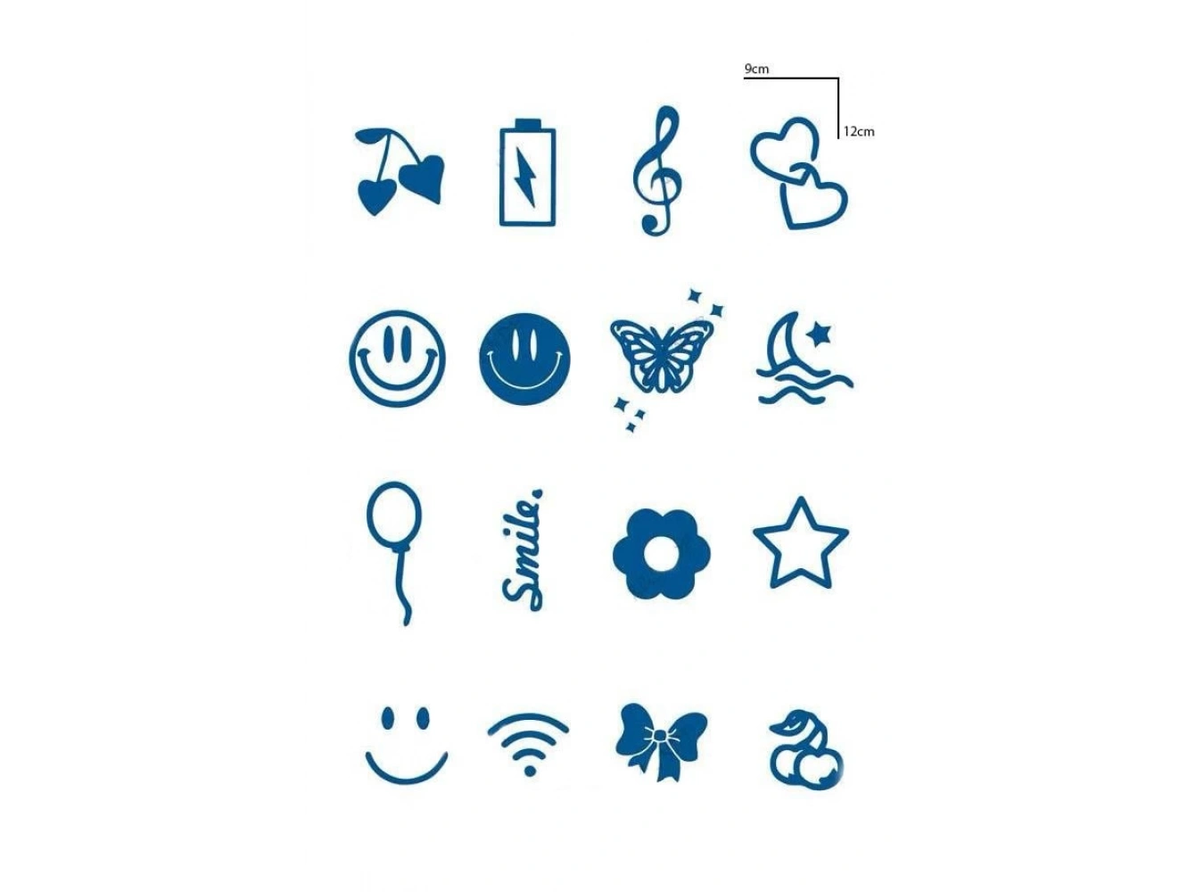 Karışık Figürlü 12 Saat Sonra Kararan Geçici Dövme Tattoo