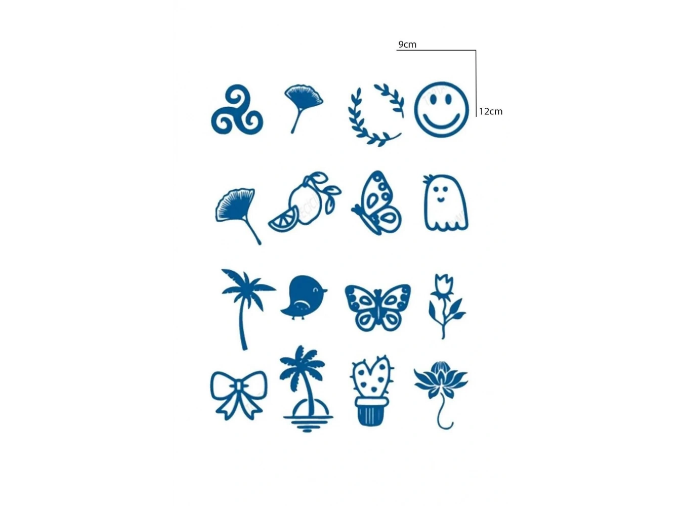 Karışık Figürlü 12 Saat Sonra Kararan Geçici Dövme Tattoo