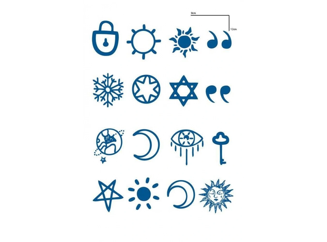 Karışık Figürlü 12 Saat Sonra Kararan Geçici Dövme Tattoo