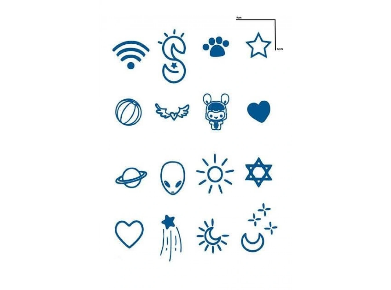 Karışık Figürlü 12 Saat Sonra Kararan Geçici Dövme Tattoo