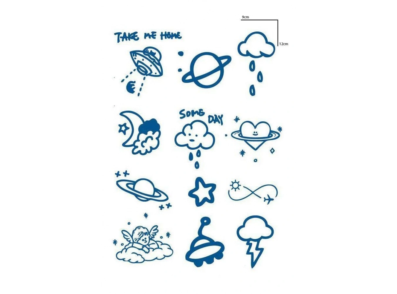 Karışık Figürlü 12 Saat Sonra Kararan Geçici Mini Dövme Tattoo