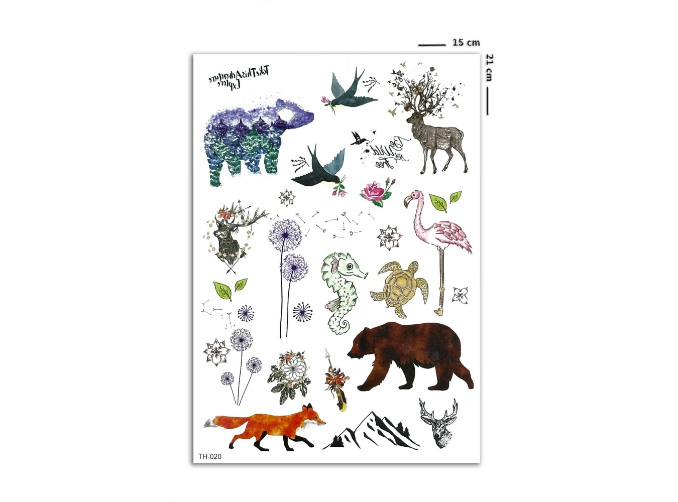 Karışık Minimal Animal Geçici Dövme Tattoo