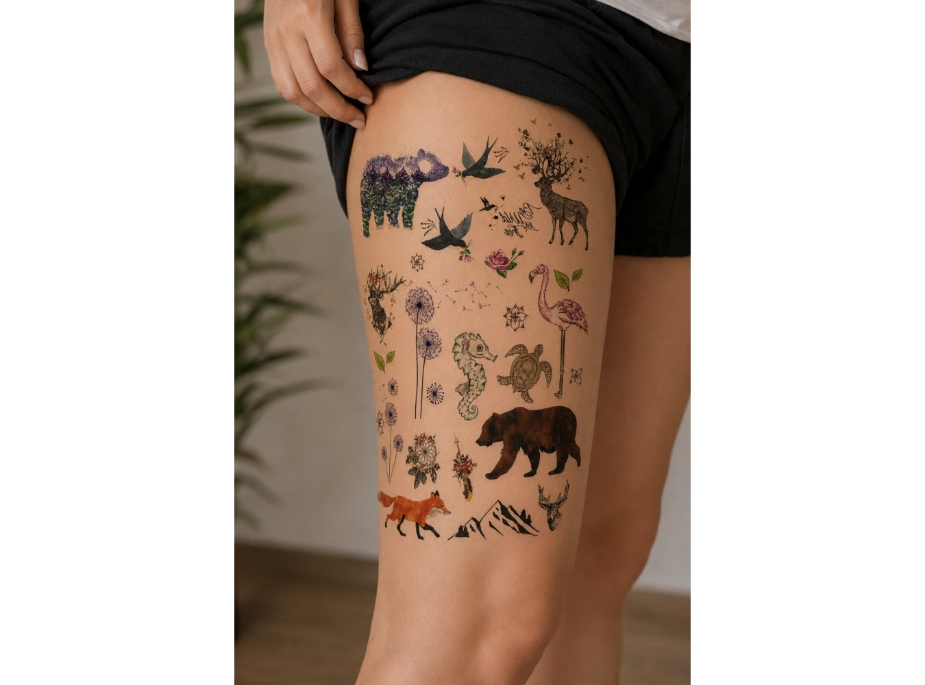 Karışık Minimal Animal Geçici Dövme Tattoo