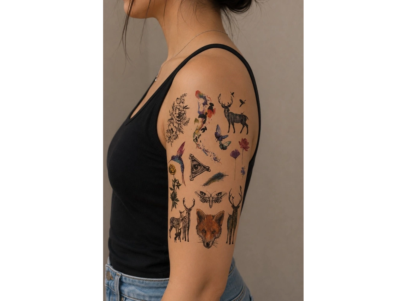 Karışık Minimal Hayvanlar Geçici Dövme Tattoo
