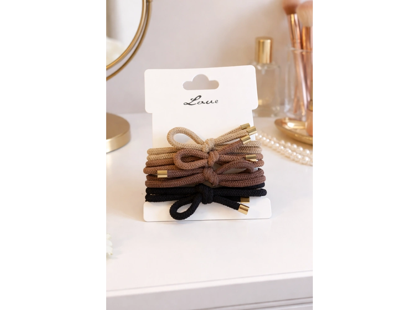 Karışık Renk 4lü Kurdele Detaylı Lastik Toka Set