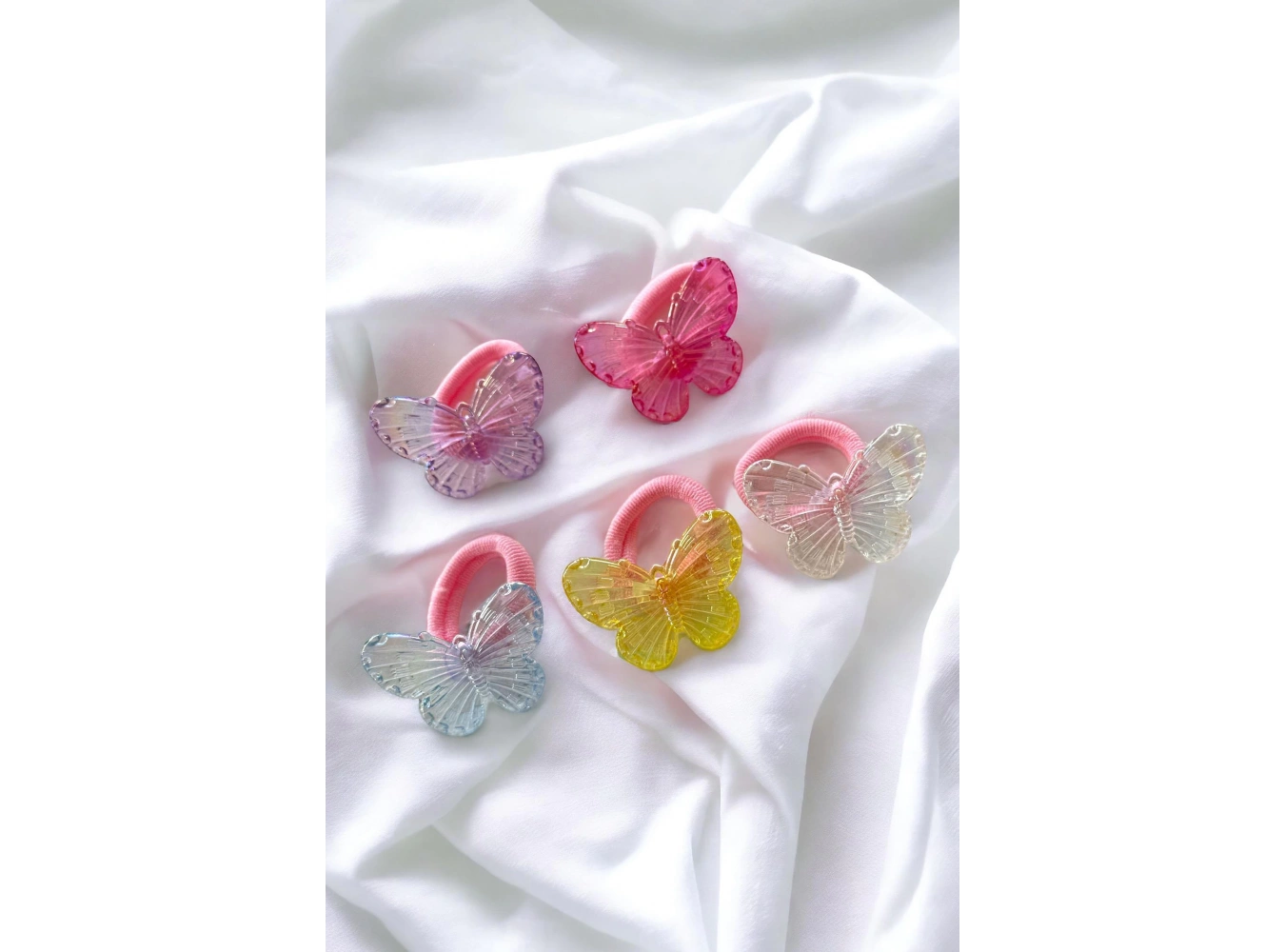 Karışık Renk 5li Kelebek Lastik Toka Set