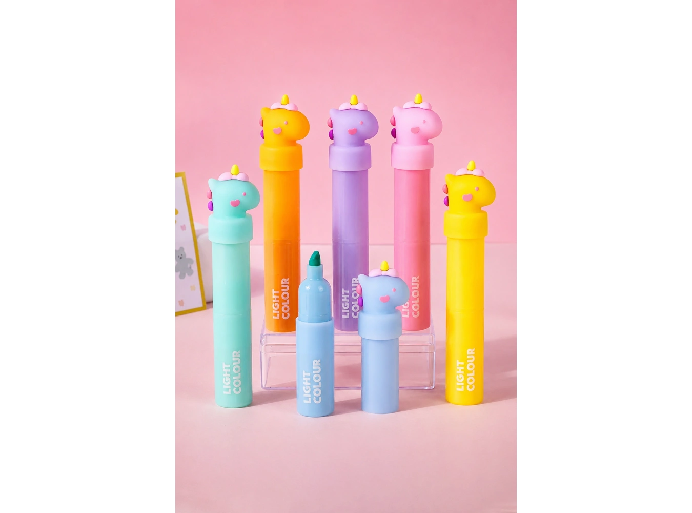 Karışık Renk 6lı Unicorn Figürlü Fosforlu Kalem Set