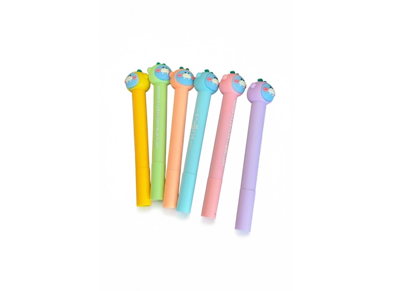 Karışık Renk Ayıcık Figürlü 6lı Fosforlu Kalem Set