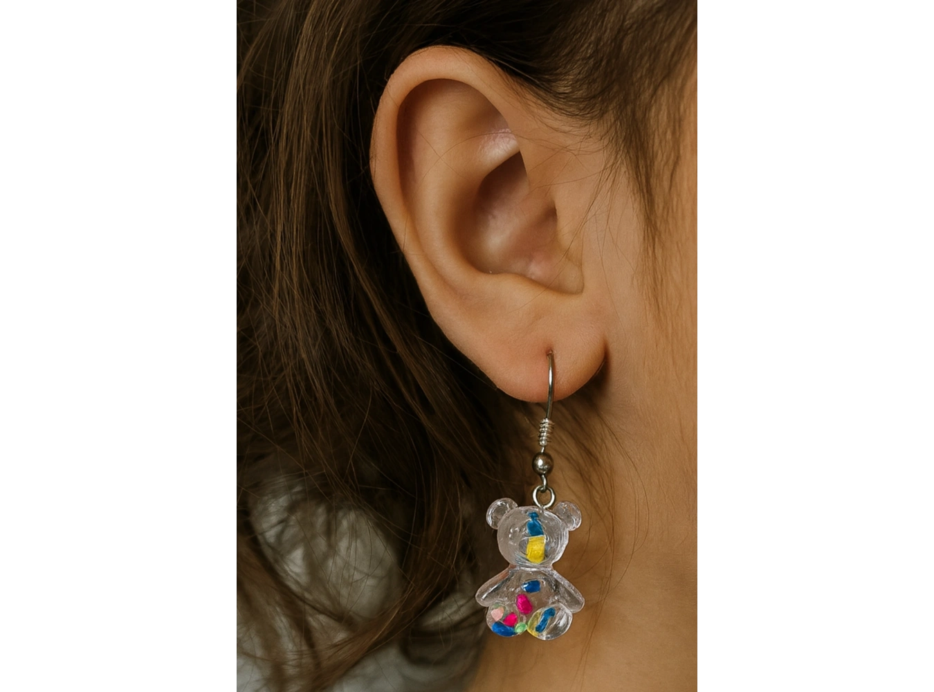 Karışık Renk Ayıcık Figürlü Çocuk Küpe (Çift)