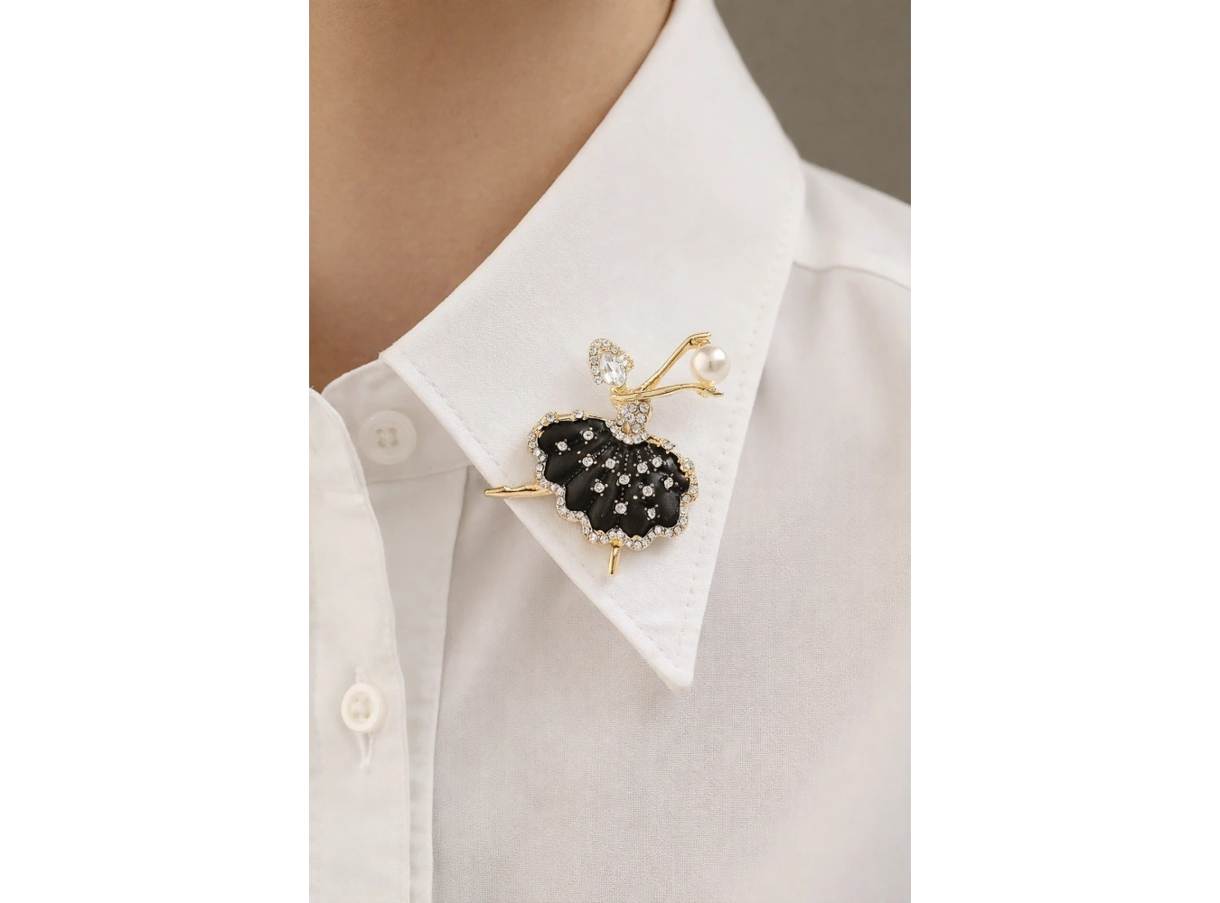 Karışık Renk Balerin Figürlü Taşlı Broş