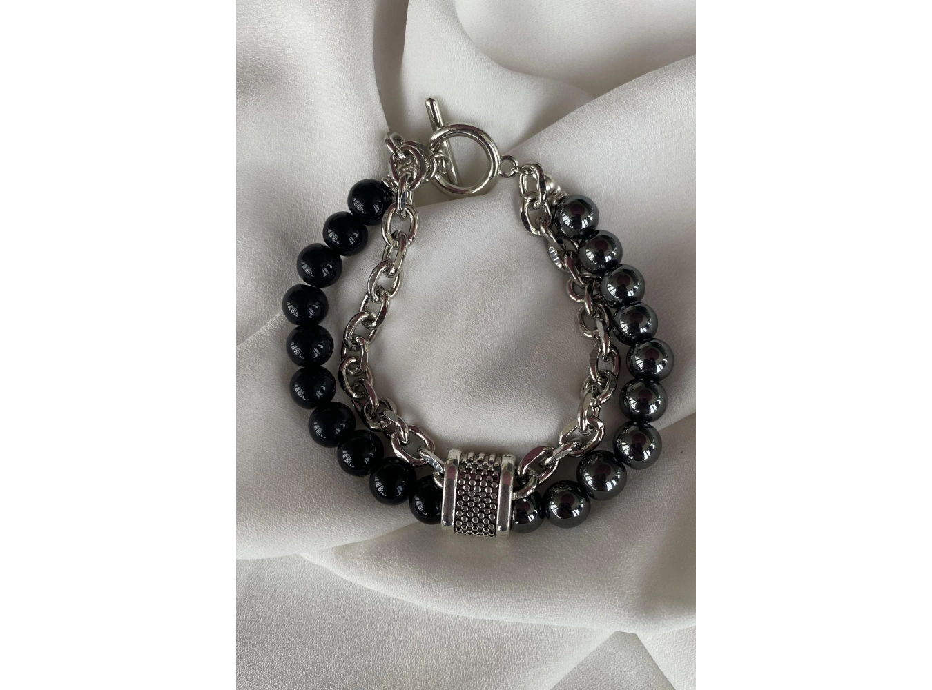 Karışık Renk Boncuk Detaylı Erkek Bileklik