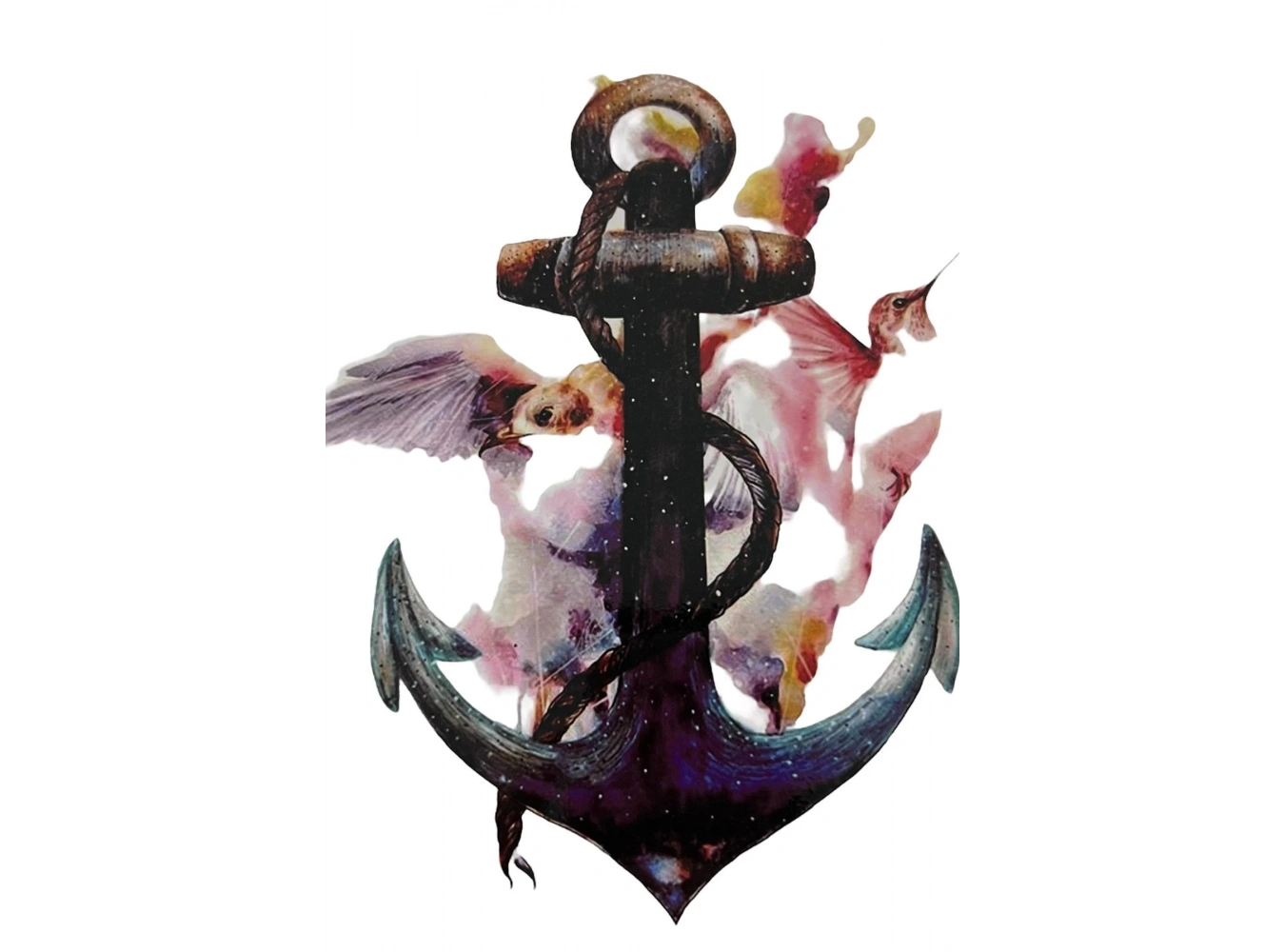 Karışık Renk Çapa Figürlü Dövme Tattoo