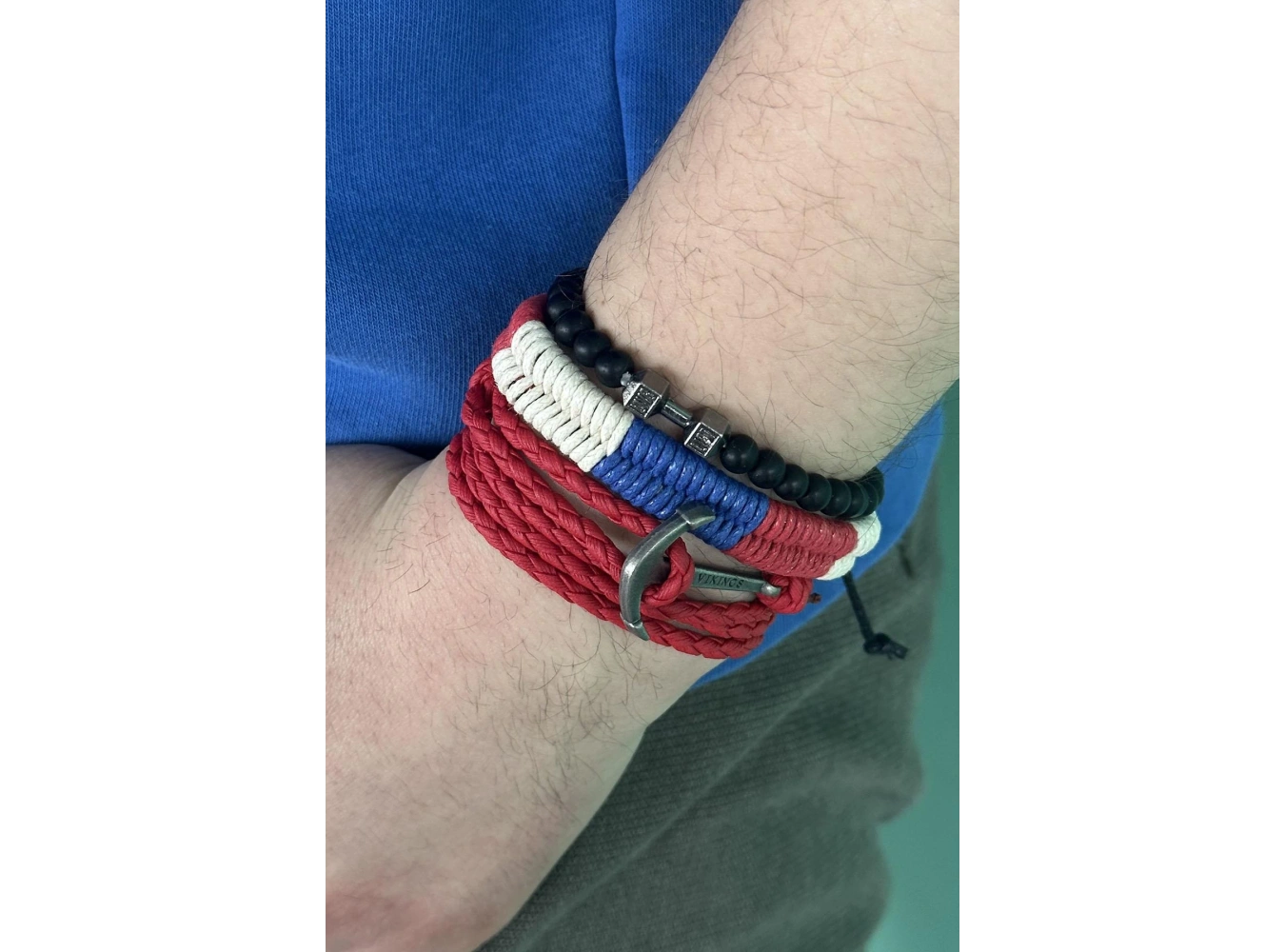 Karışık Renk Çapa Figürlü Erkek Çoklu Deri Bileklik