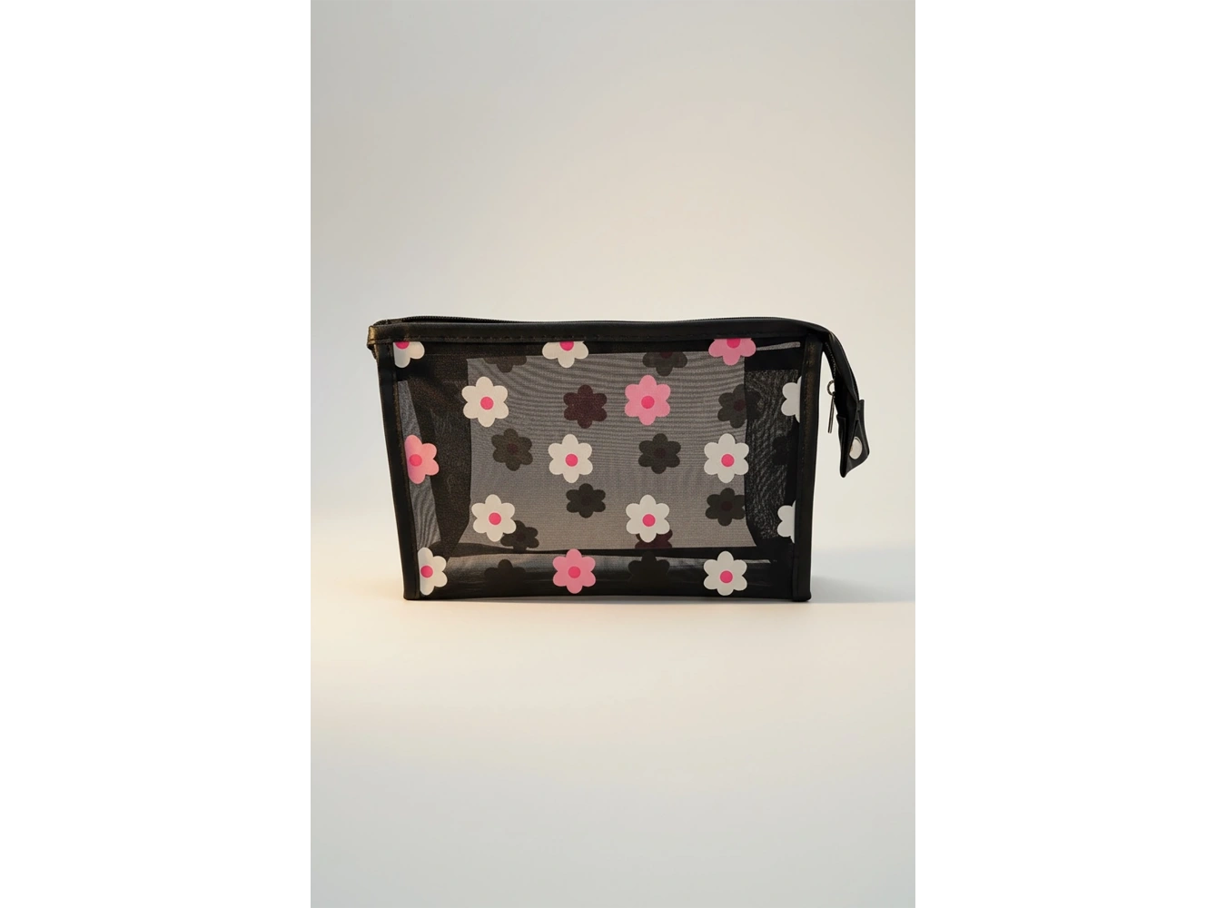 Karışık Renk Çiçek Detaylı Makyaj Çantası