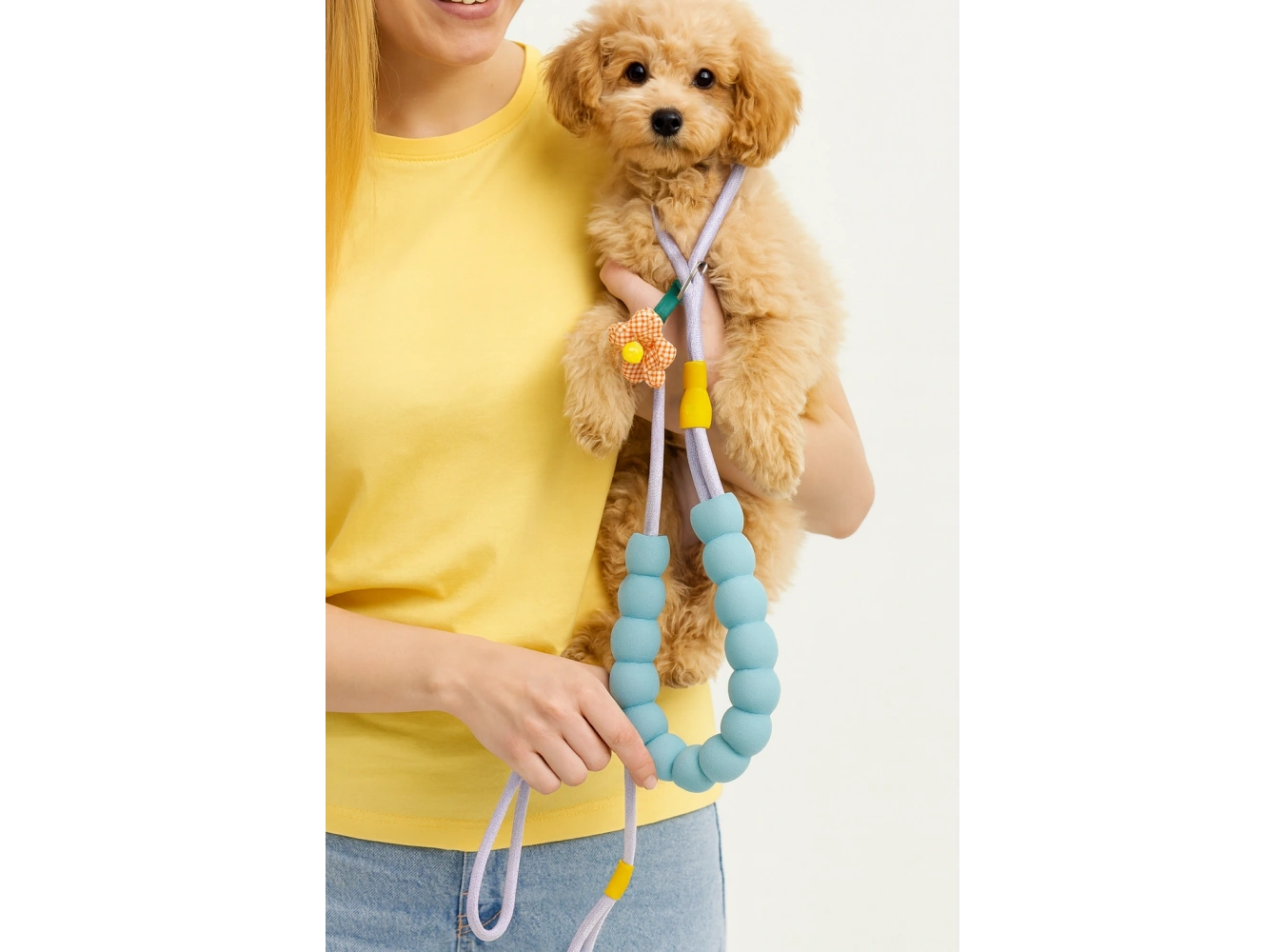 Karışık Renk Çiçek Figürlü İpli Kedi Köpek Tasması