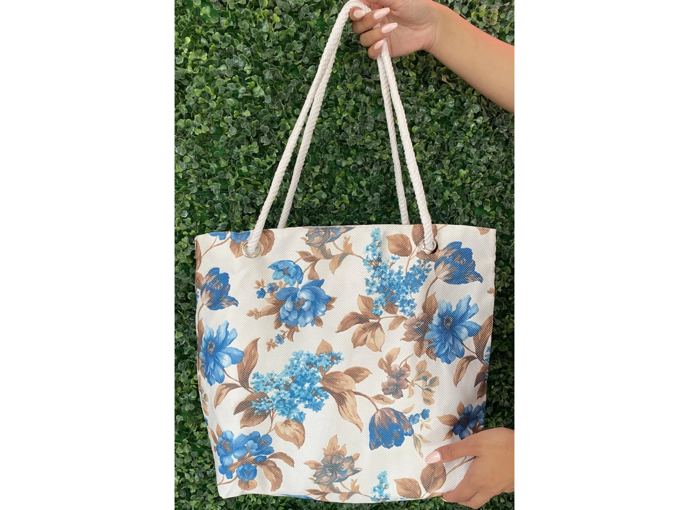 Karışık Renk Çiçek Figürlü Plaj Çantası