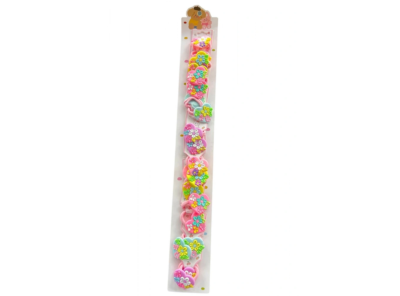 Karışık Renk Çiçek Ve Kalp Figürlü Çocuk Lastik Toka Set