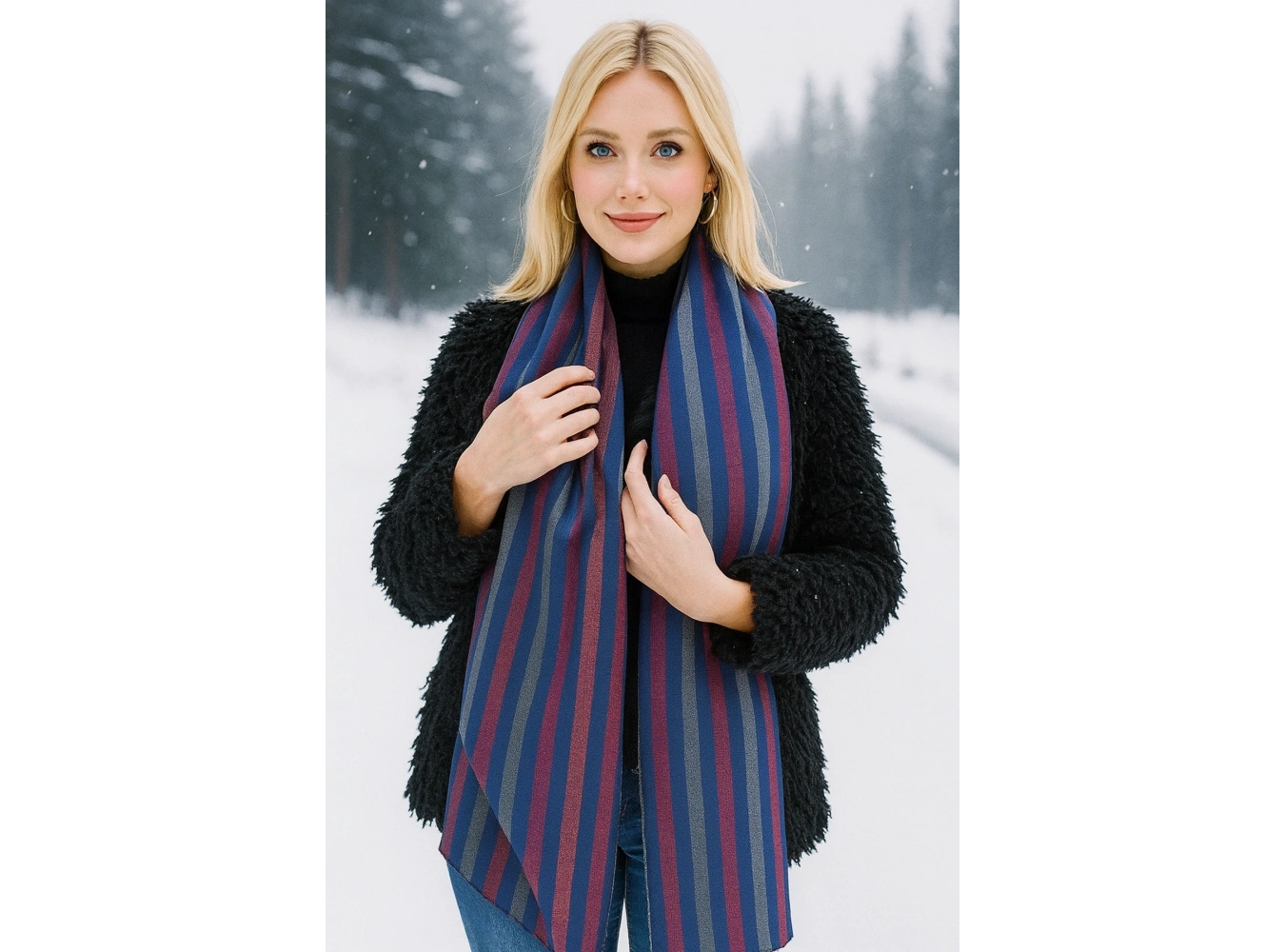 Karışık Renk Çizgili Unisex Atkı