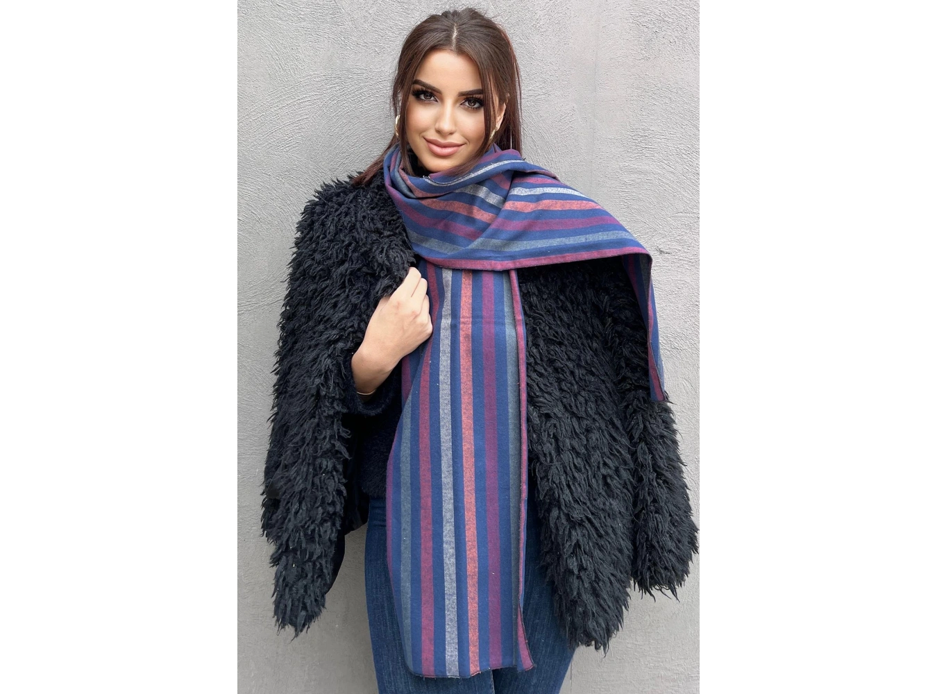 Karışık Renk Çizgili Unisex Atkı